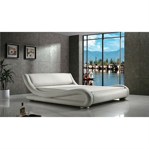 Queen Modern White Platform Bed