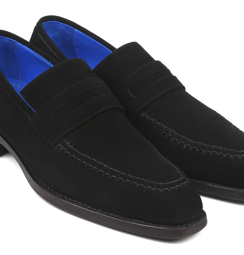 Paul Parkman Black Suede Goodyear Welted Loafers