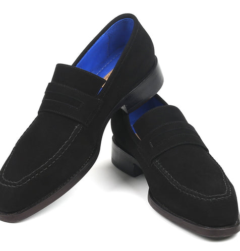 Paul Parkman Black Suede Goodyear Welted Loafers
