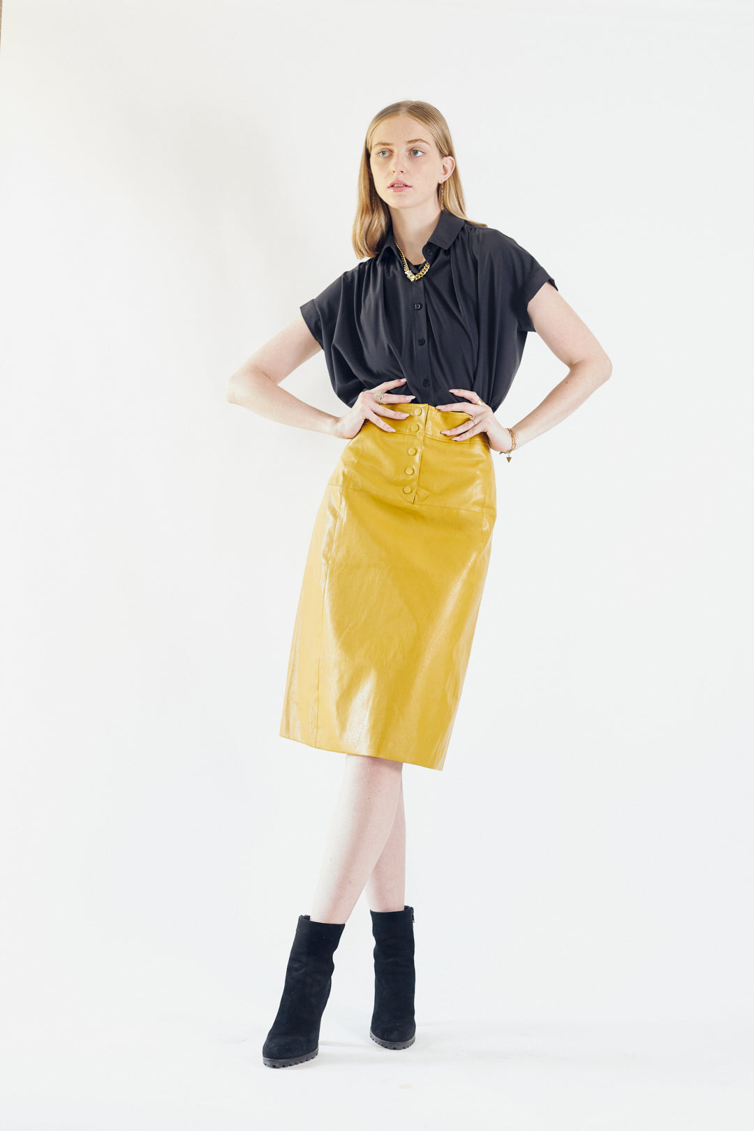 Italian Cut Leather Skirt