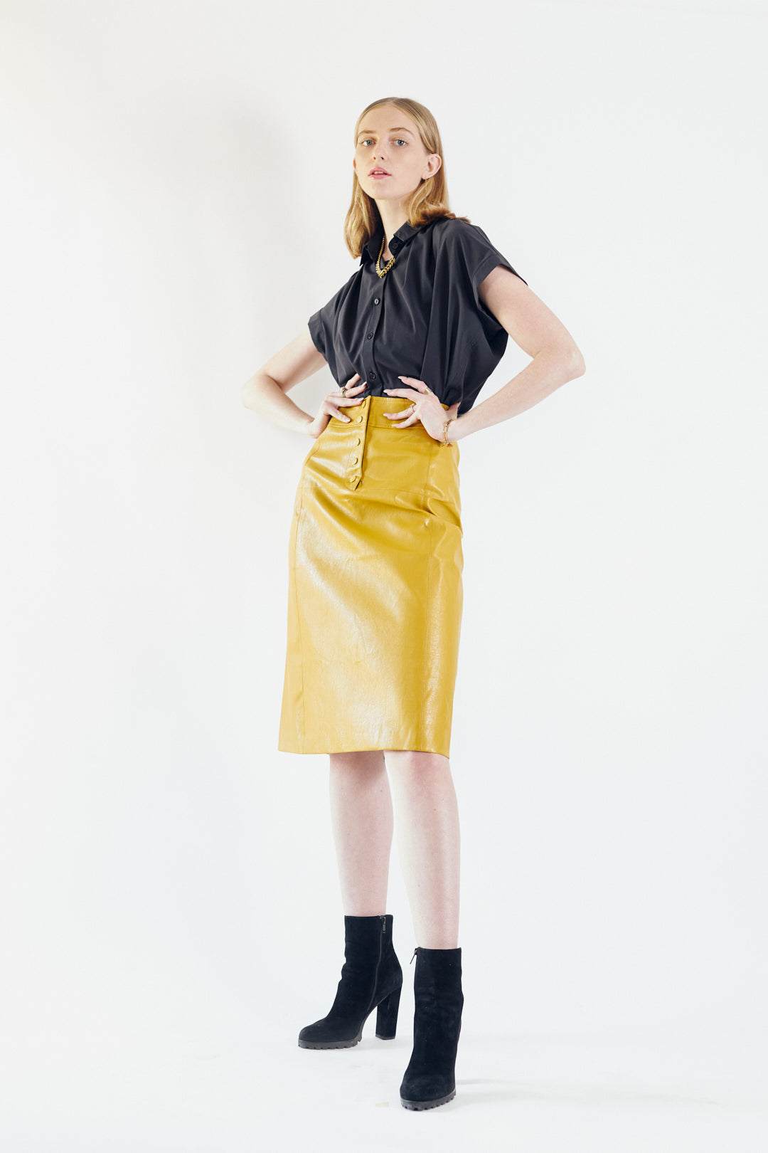 Italian Cut Leather Skirt