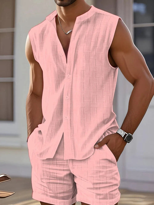 Arcadia Men's Casual Sleeveless Beach Shorts Sets