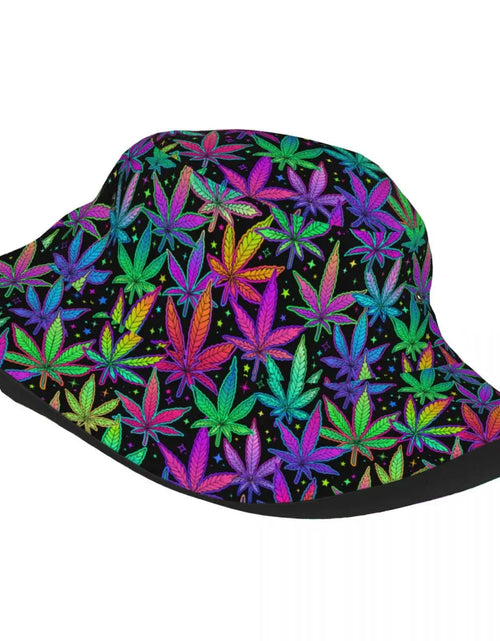 Load image into Gallery viewer, Weed Rainbow Plant Leaves Cannabis Bob Hat Marijuana Neon Field
