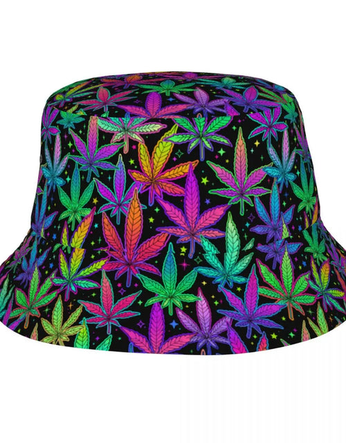 Load image into Gallery viewer, Weed Rainbow Plant Leaves Cannabis Bob Hat Marijuana Neon Field

