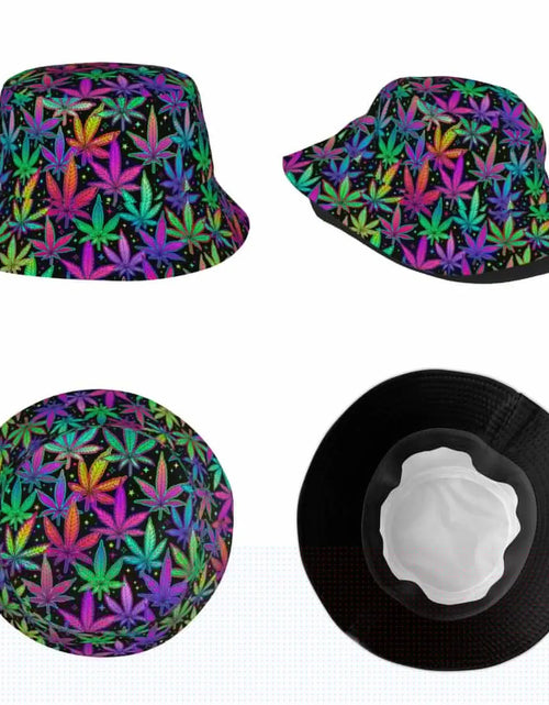 Load image into Gallery viewer, Weed Rainbow Plant Leaves Cannabis Bob Hat Marijuana Neon Field
