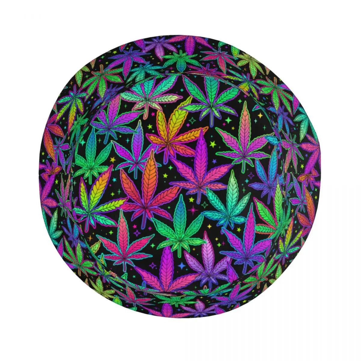 Weed Rainbow Plant Leaves Cannabis Bob Hat Marijuana Neon Field