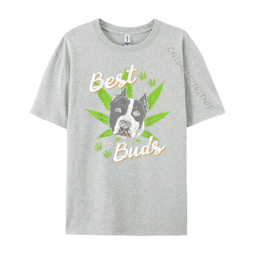 Load image into Gallery viewer, Best Buds Weed Pitbull Dog With Gold Marijuana Leaf Dog T Shirts For
