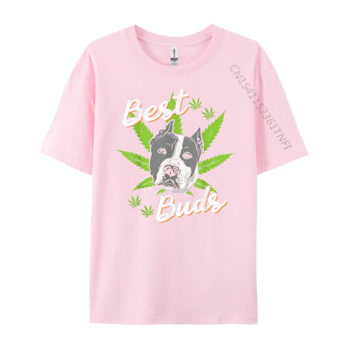 Load image into Gallery viewer, Best Buds Weed Pitbull Dog With Gold Marijuana Leaf Dog T Shirts For
