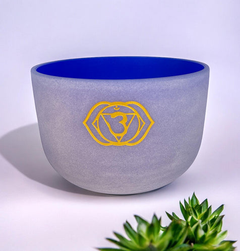 Quartz Crystal Singing Bowl 10" inch Etched Chakra