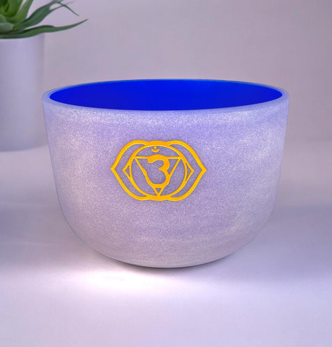 Quartz Crystal Singing Bowl 10" inch Etched Chakra