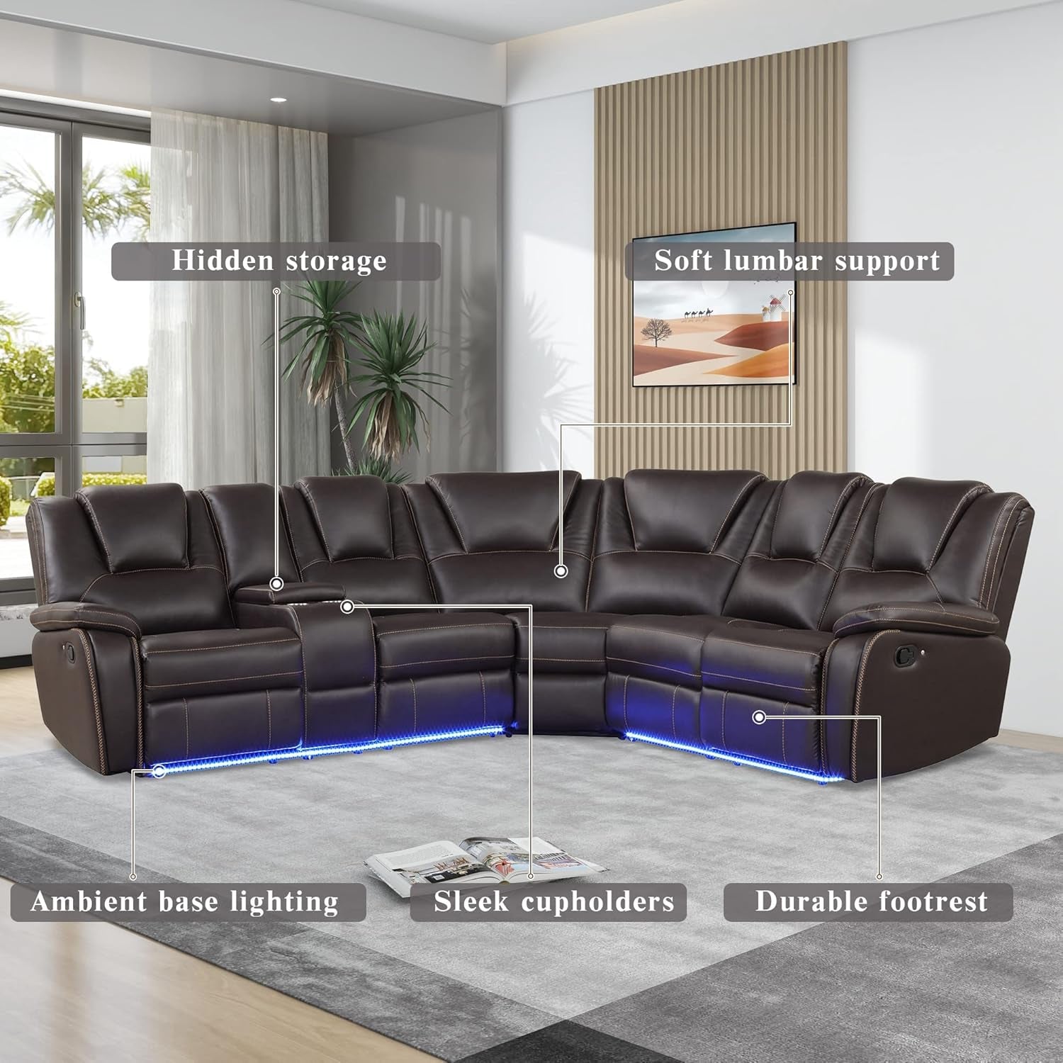 Arcadia Faux Leather Sectional Sofa