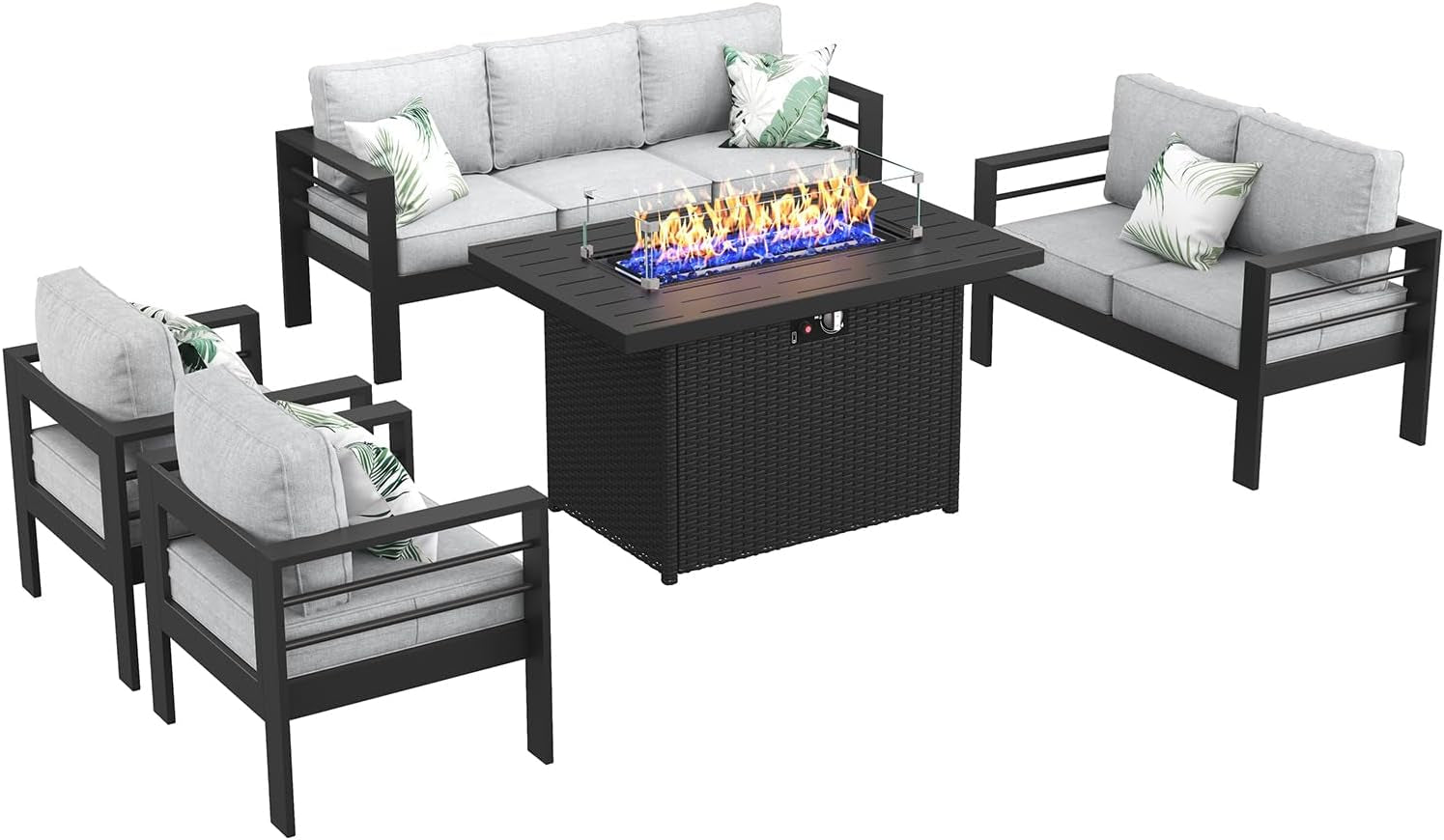 Aluminum Furniture Set 5 Pieces Patio Sectional