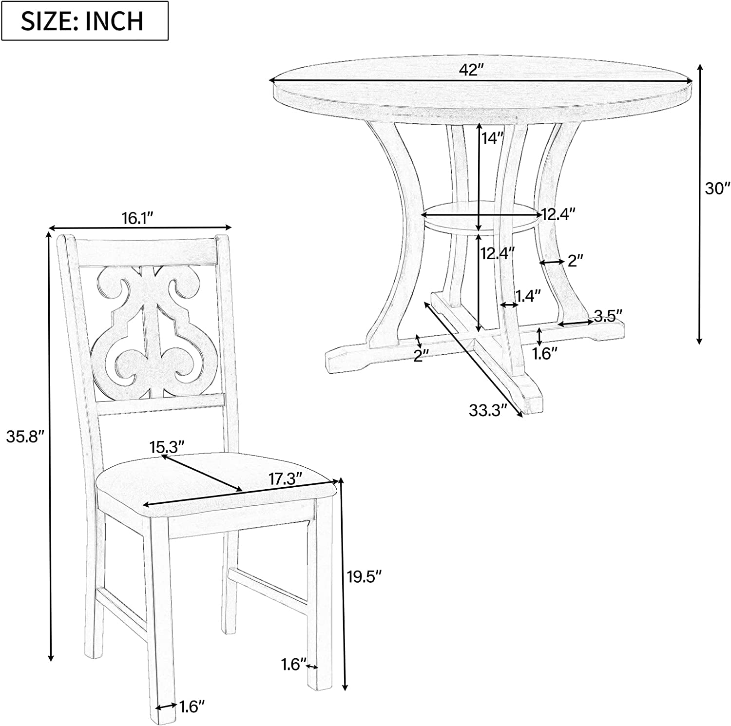 Arcadia 5-Piece Dining Kitchen Table Set