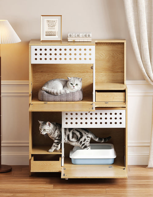 Load image into Gallery viewer, Modern 2-in-1 Cat Litter Box Enclosure Side Table – Hidden Cat House
