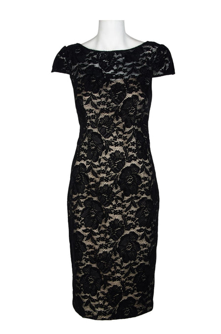 Elegant Black Designer Floral Lace Dress