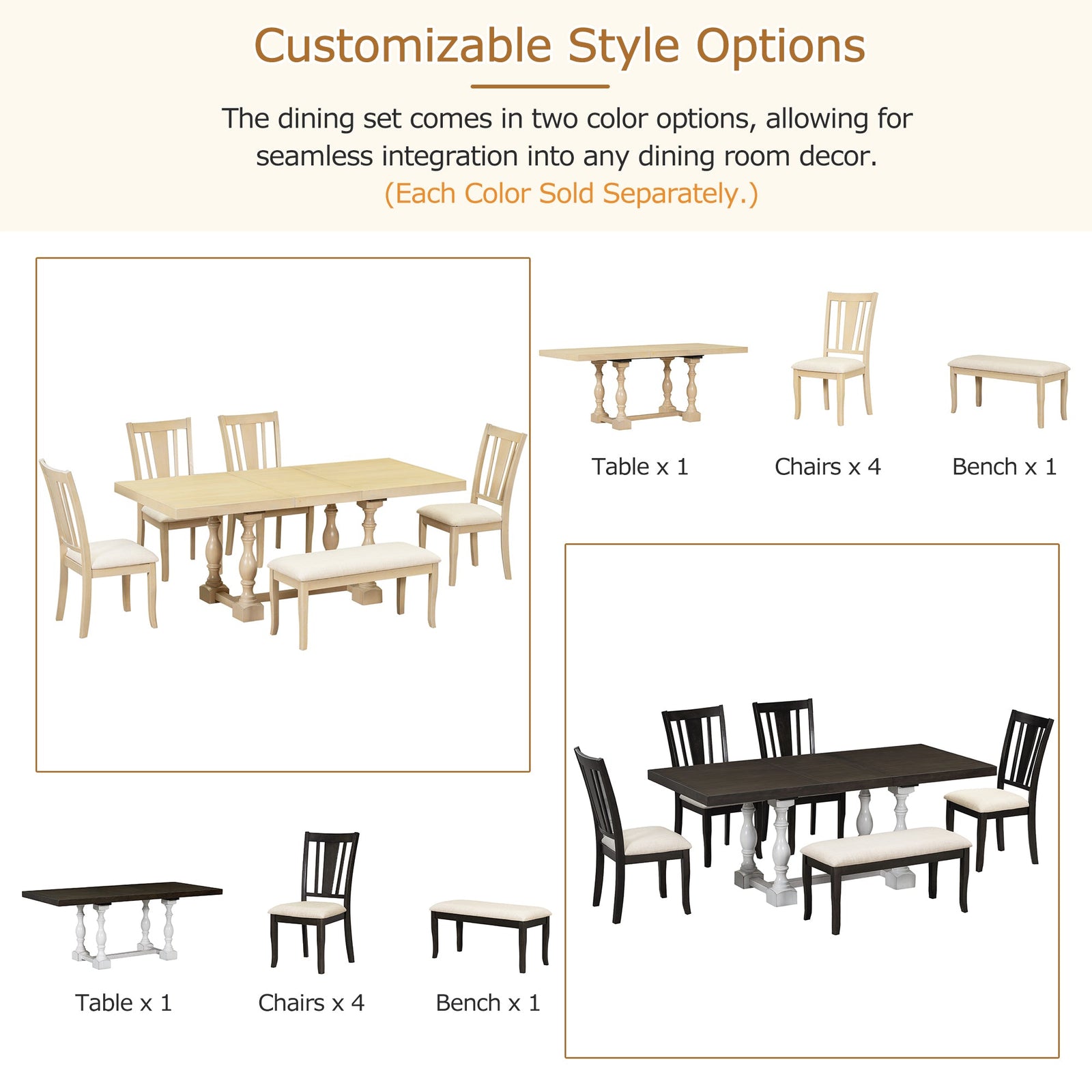 6-Piece Dining Table Set With Chairs