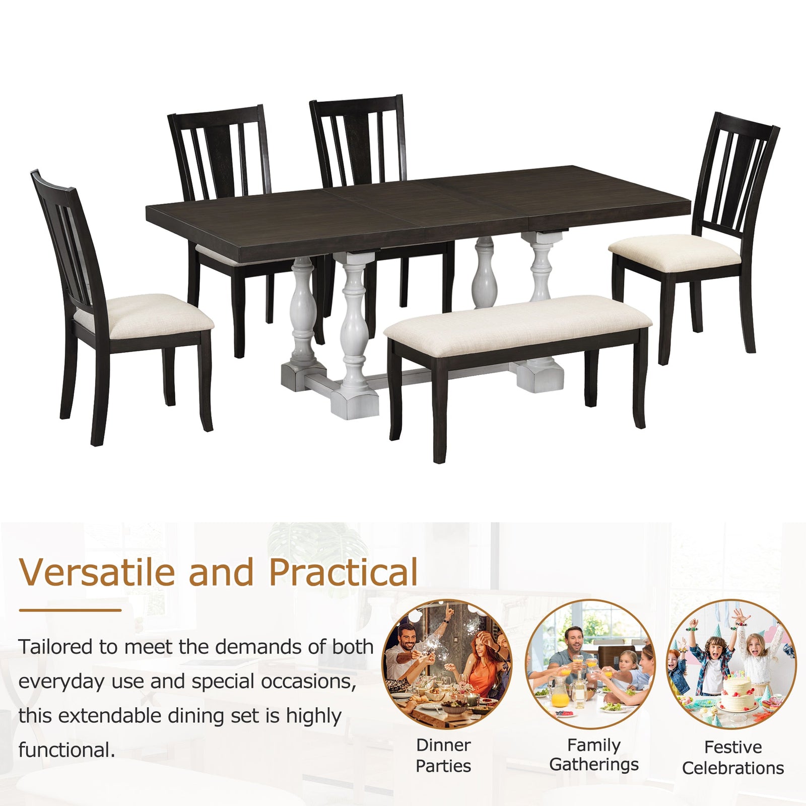 6-Piece Dining Table Set With Chairs