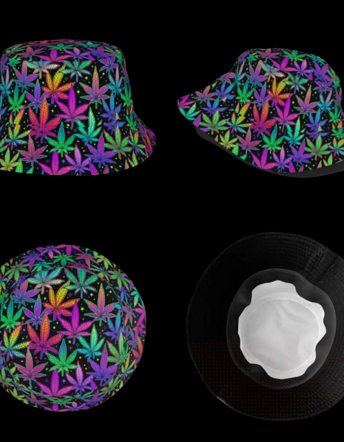 Load image into Gallery viewer, Weed Rainbow Plant Leaves Cannabis Bob Hat Marijuana Neon Field
