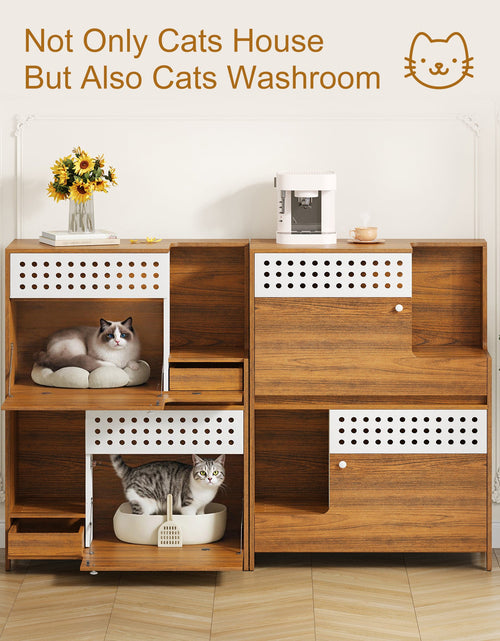 Load image into Gallery viewer, Modern 2-in-1 Cat Litter Box Enclosure Side Table – Hidden Cat House

