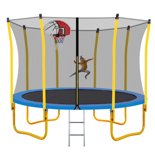 Load image into Gallery viewer, 12FT Trampoline for Kids with Safety Enclosure Net Basketball Hoop
