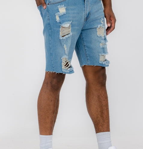 Designer Men's Distressed Denim Shorts
