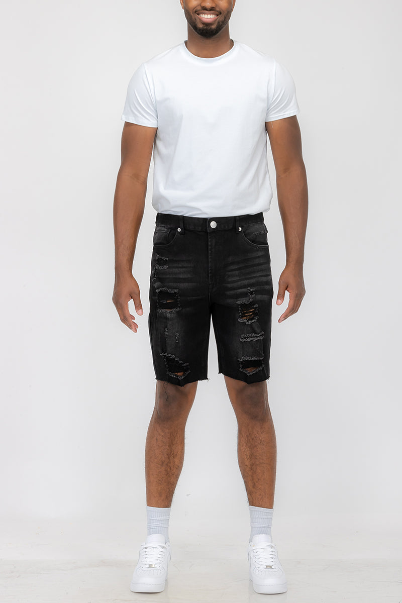 Designer Men's Distressed Denim Shorts