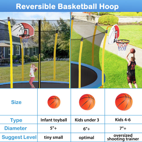 Load image into Gallery viewer, 12FT Trampoline for Kids with Safety Enclosure Net Basketball Hoop
