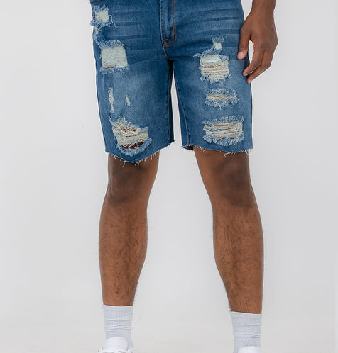 Designer Men's Distressed Denim Shorts