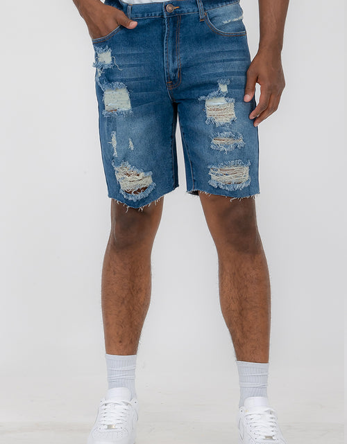 Load image into Gallery viewer, Designer Men&#39;s Distressed Denim Shorts
