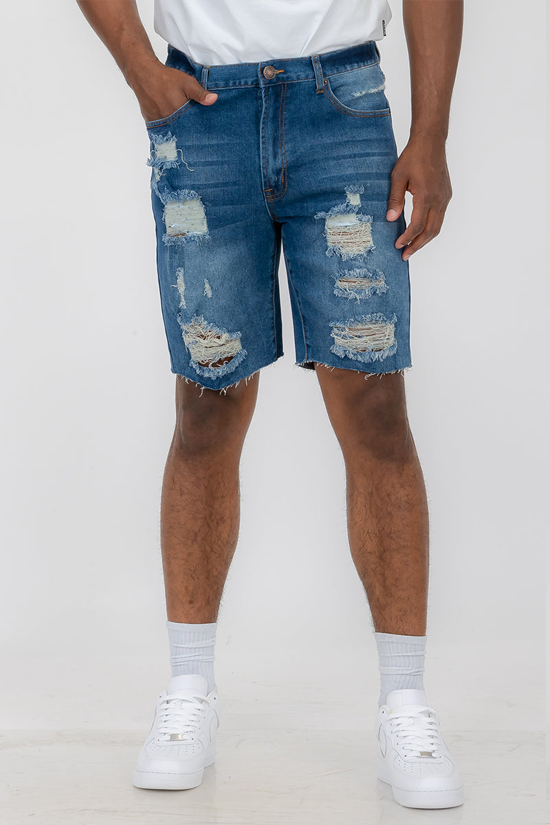 Designer Men's Distressed Denim Shorts