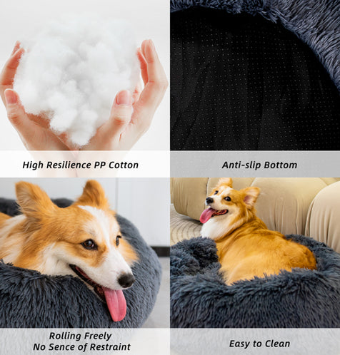 Pet Beds for Cats Dog Bed Washable Anti Anxiety Fluffy Dog Bed
