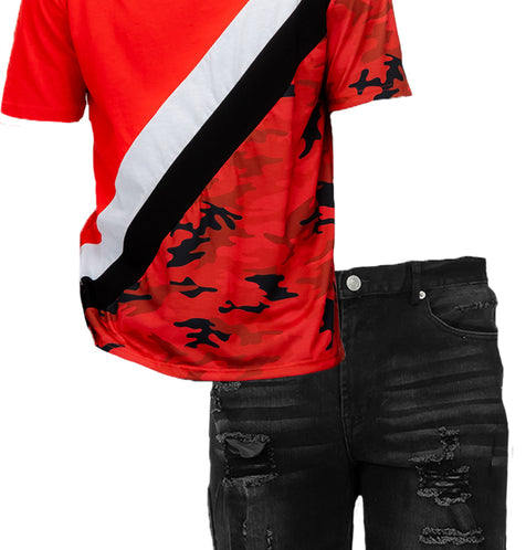 Arcadia Camo Color Block and Denim Short Set