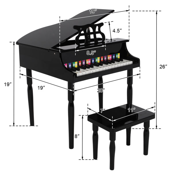 Liberace Style Children's Wooden Piano with Music Stand
