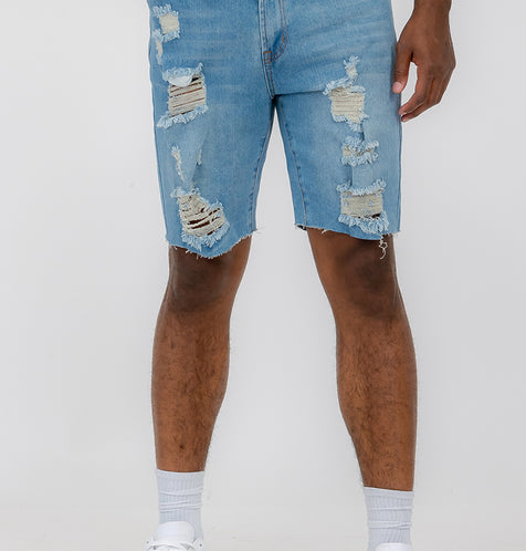 Designer Men's Distressed Denim Shorts