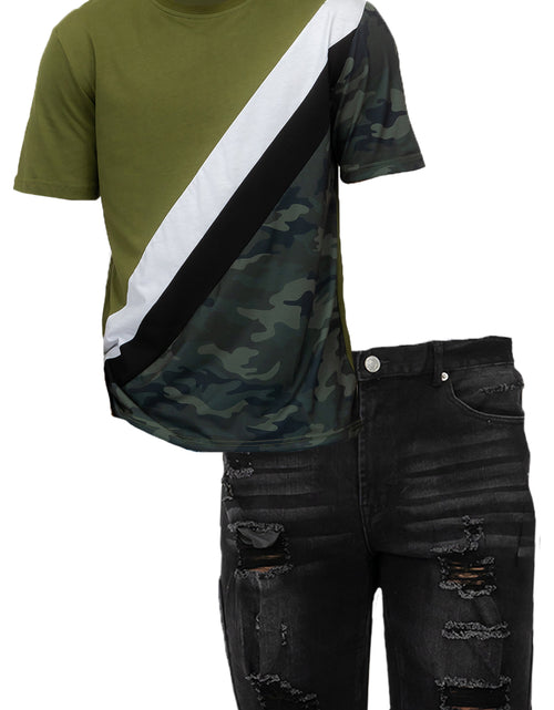 Load image into Gallery viewer, Arcadia Camo Grn Color Block and Denim Short Set
