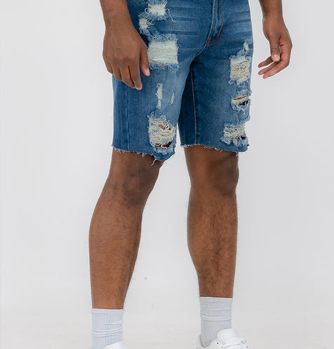 Designer Men's Distressed Denim Shorts