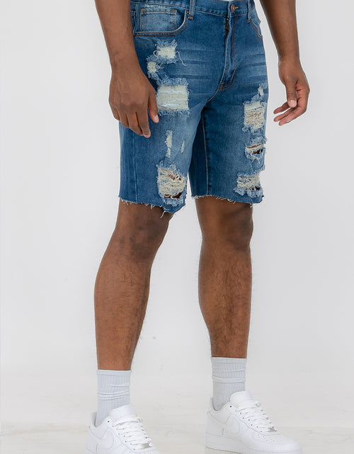 Load image into Gallery viewer, Designer Men&#39;s Distressed Denim Shorts
