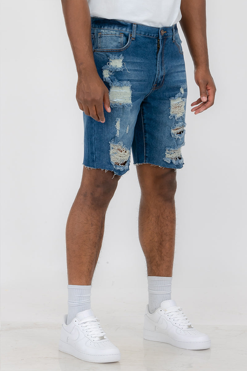 Designer Men's Distressed Denim Shorts