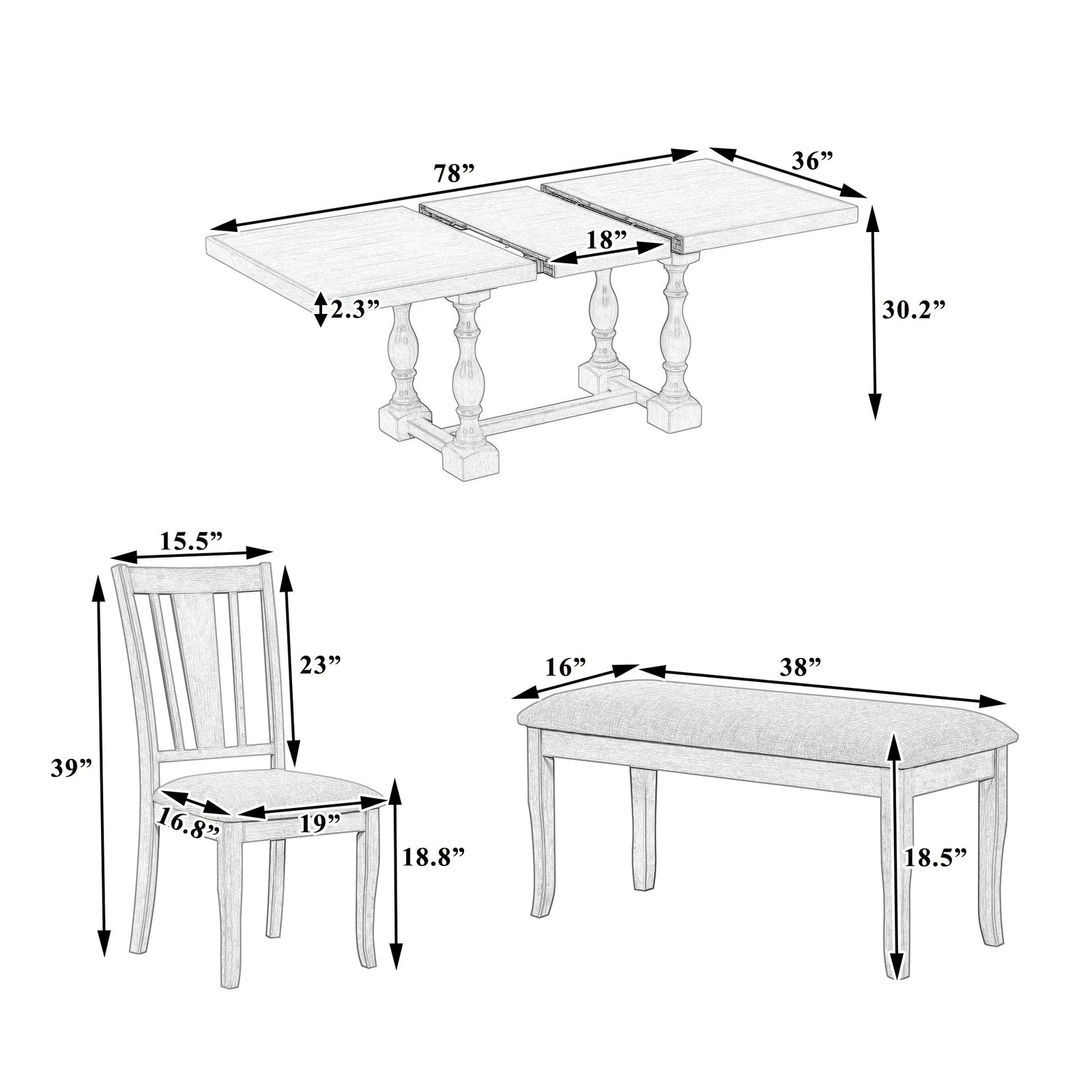 6-Piece Dining Table Set With Chairs