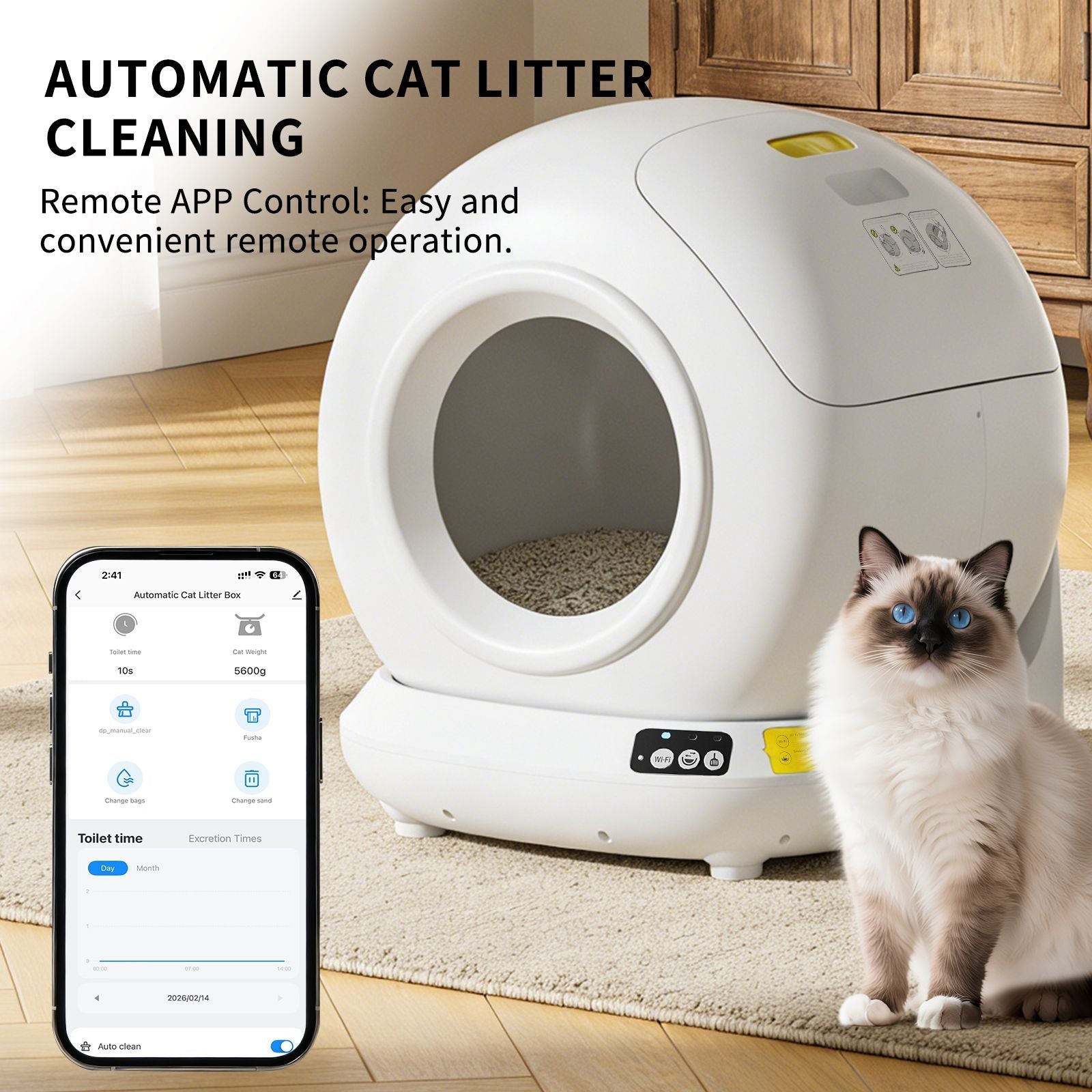Premium Hygiene Self-Cleaning Cat Litter Box | Fully Enclosed Automatic, App Control,