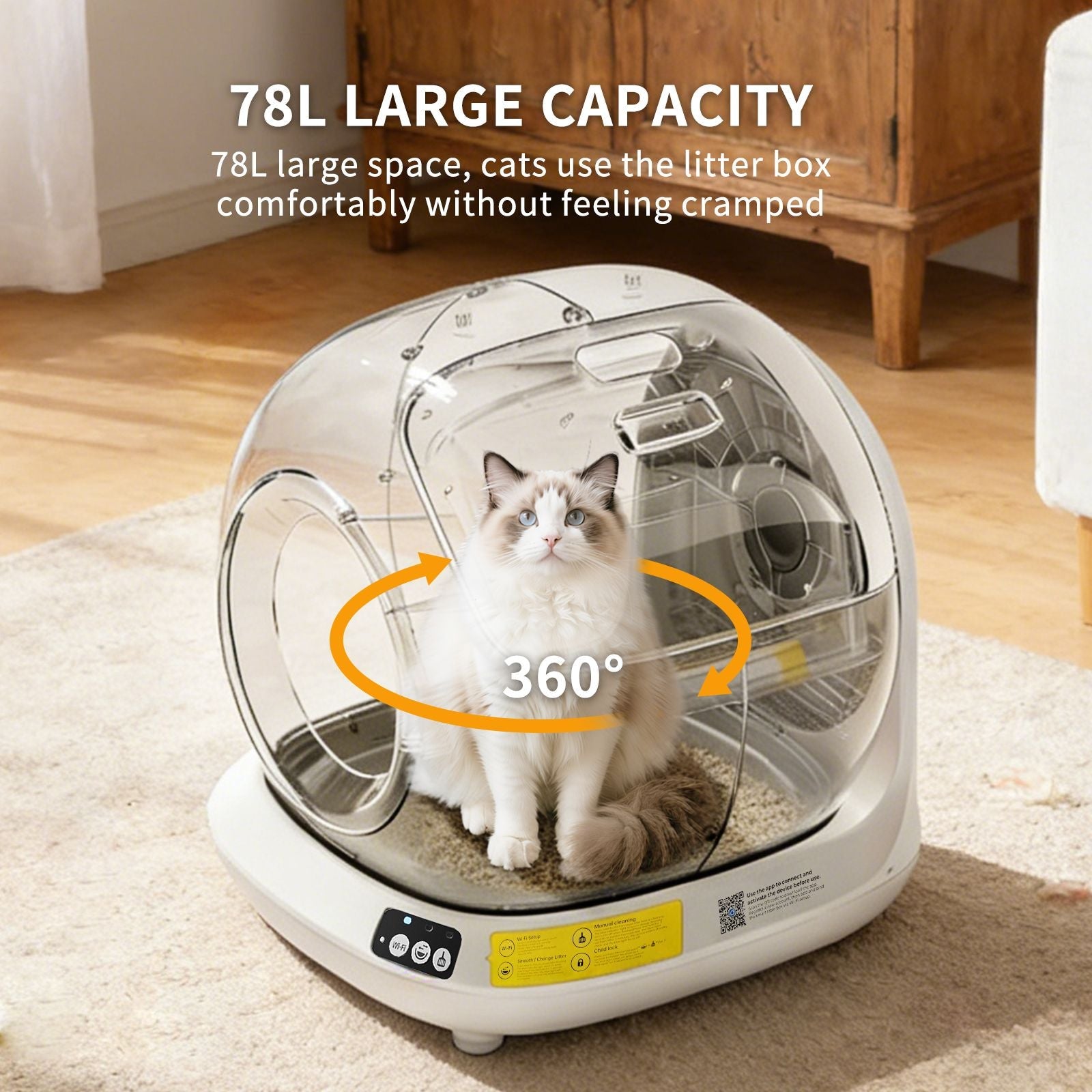 Premium Hygiene Self-Cleaning Cat Litter Box | Fully Enclosed Automatic, App Control,