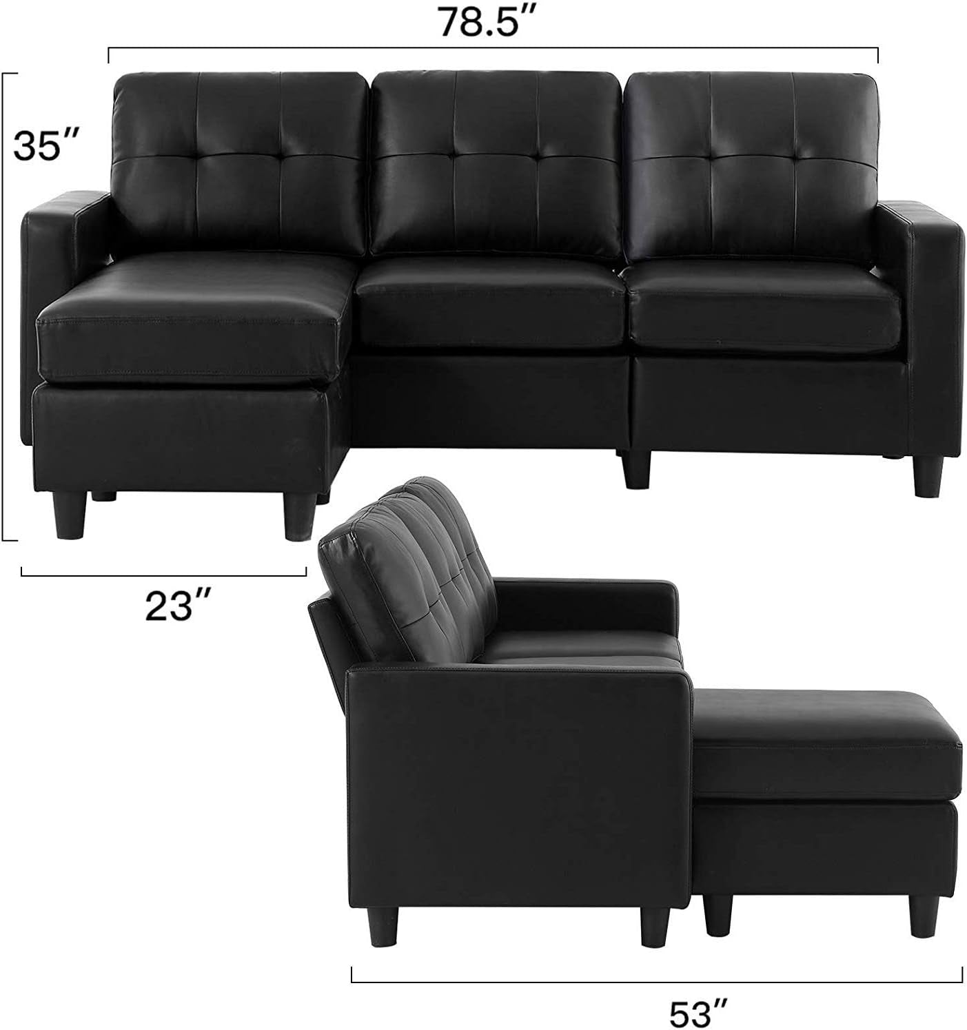 Italian Design Sectional Sofa Convertible L Shape