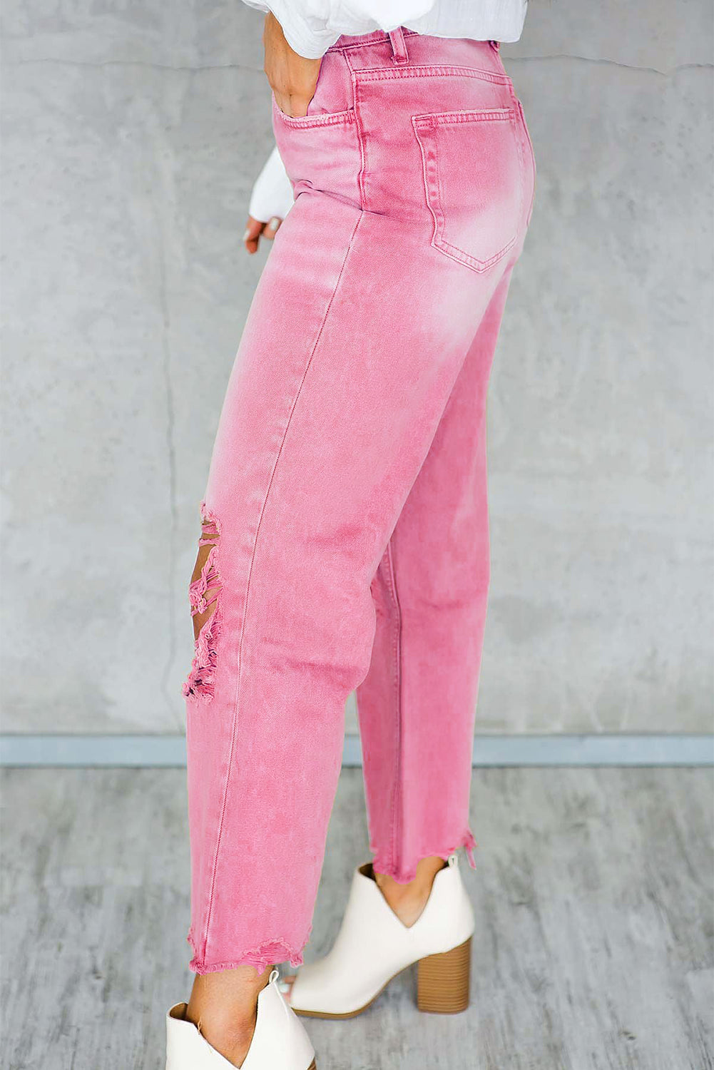 Arcadia Imported Distressed Cropped Flare Jeans