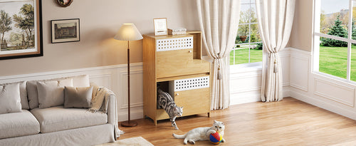 Load image into Gallery viewer, Modern 2-in-1 Cat Litter Box Enclosure Side Table – Hidden Cat House
