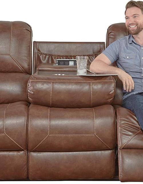 Load image into Gallery viewer, Milan Leather Reclining Sofa with Storage
