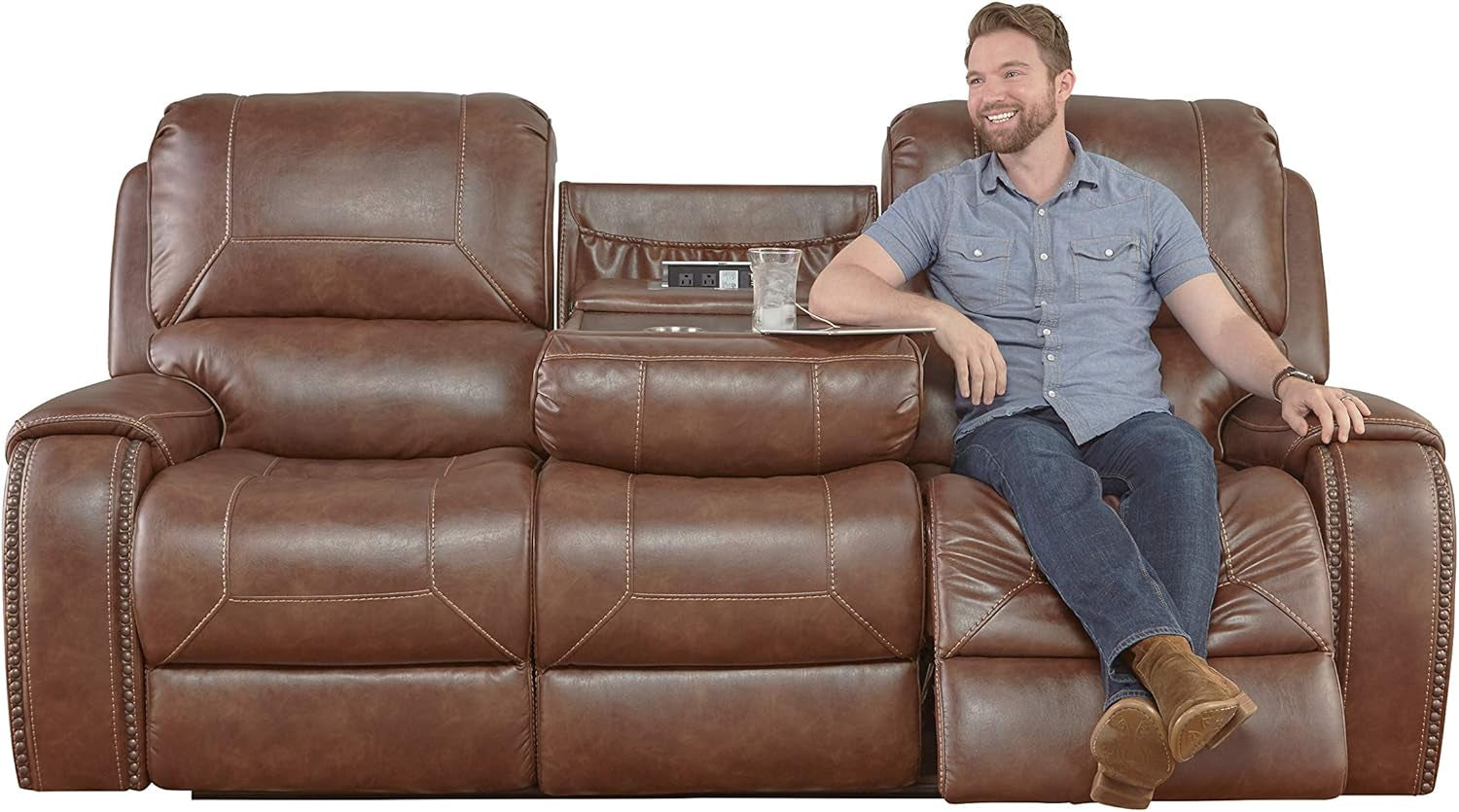 Milan Leather Reclining Sofa with Storage