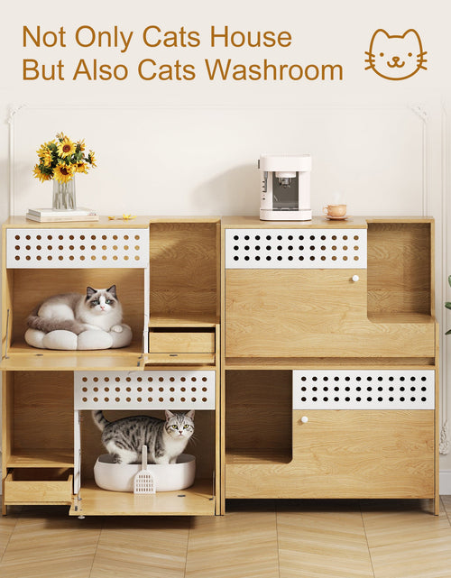 Load image into Gallery viewer, Modern 2-in-1 Cat Litter Box Enclosure Side Table – Hidden Cat House
