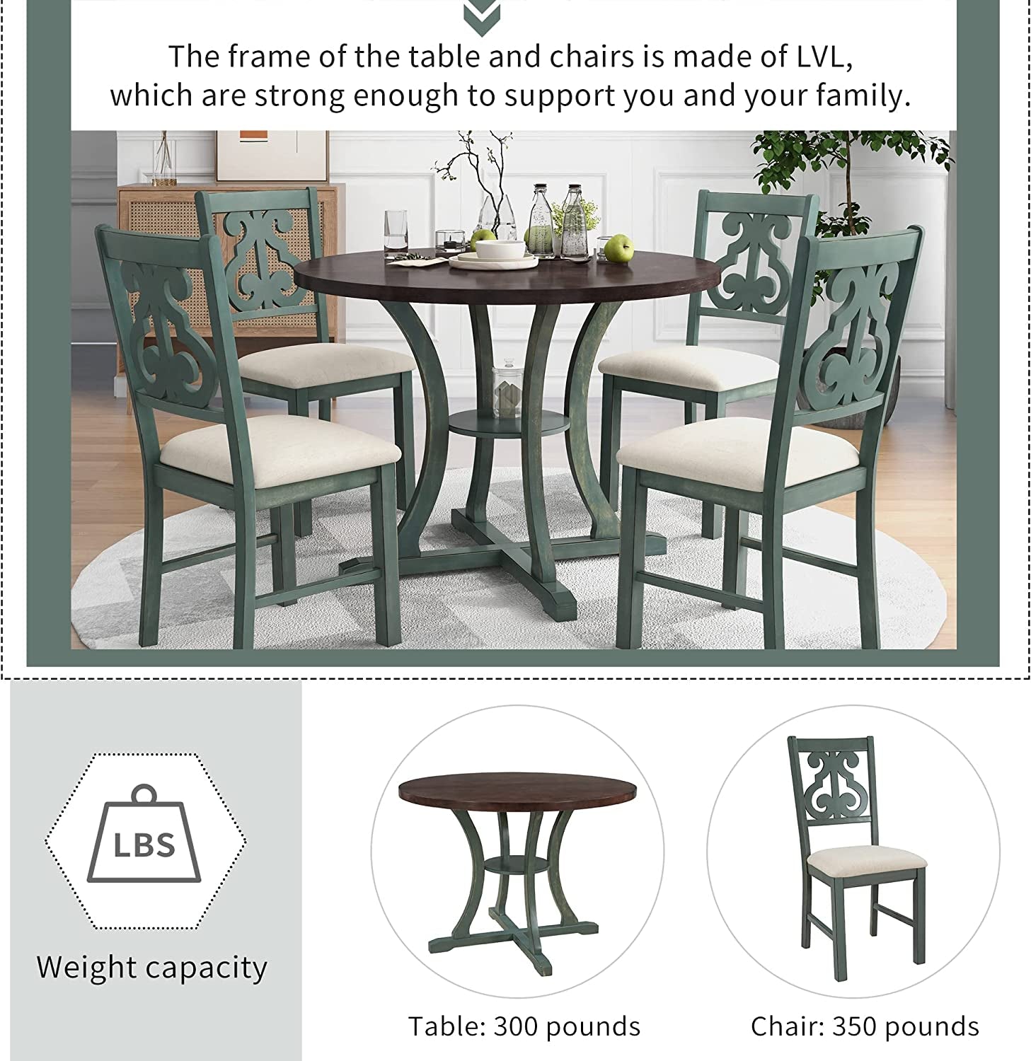 Arcadia 5-Piece Dining Kitchen Table Set