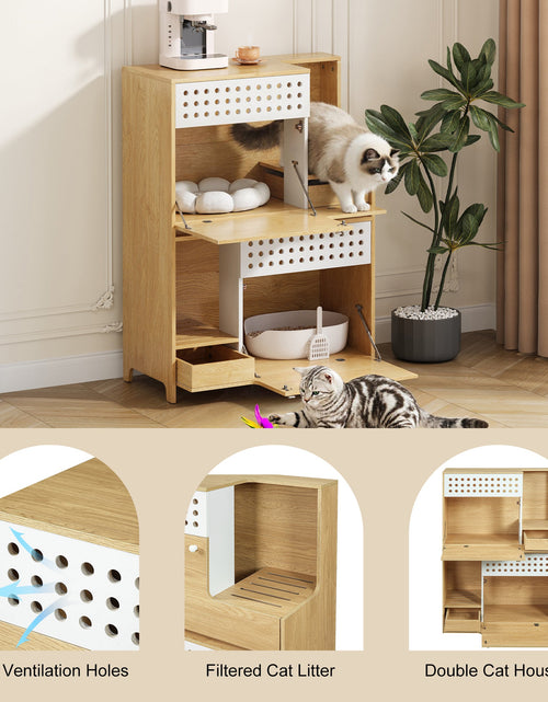 Load image into Gallery viewer, Modern 2-in-1 Cat Litter Box Enclosure Side Table – Hidden Cat House
