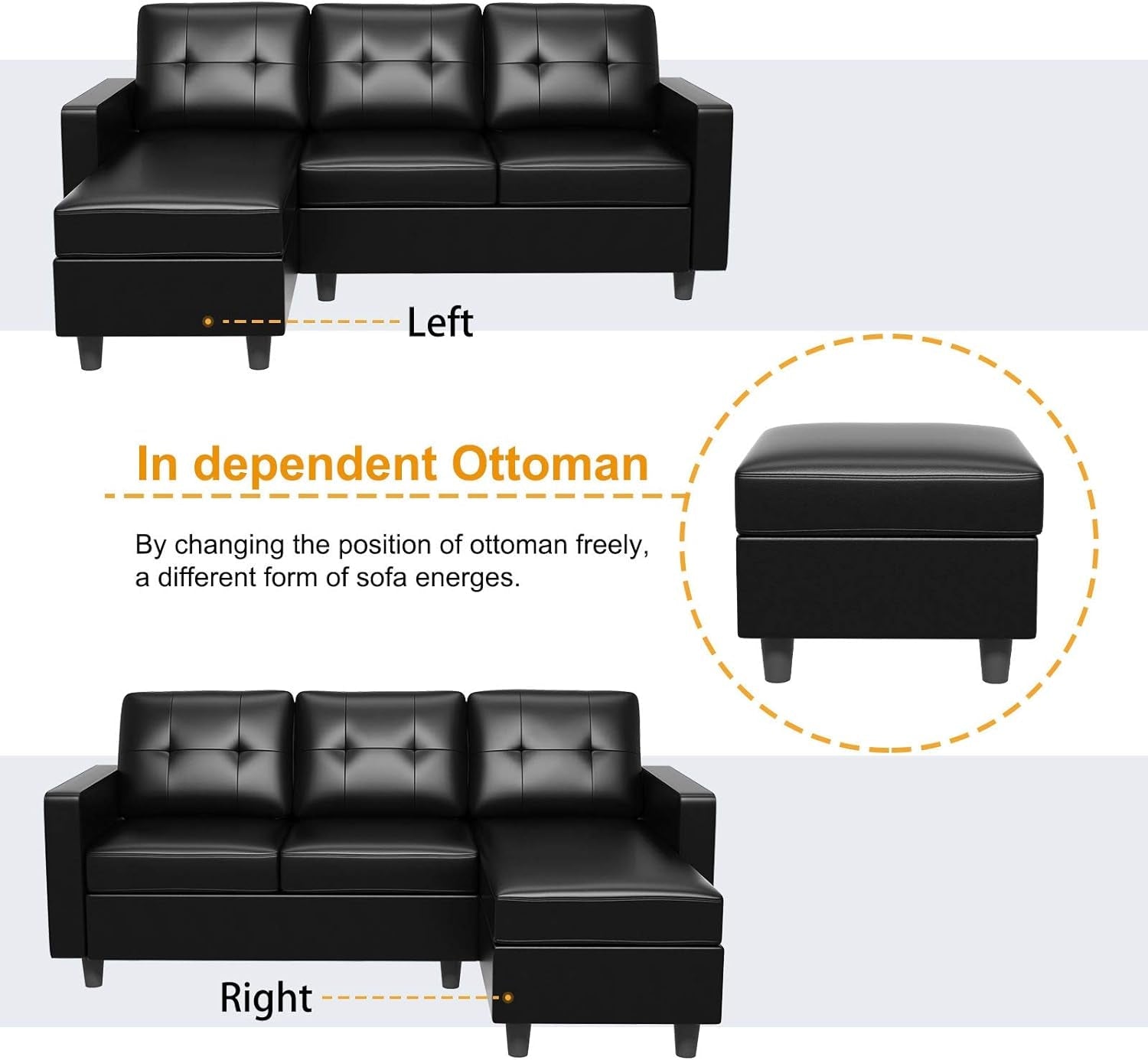 Italian Design Sectional Sofa Convertible L Shape